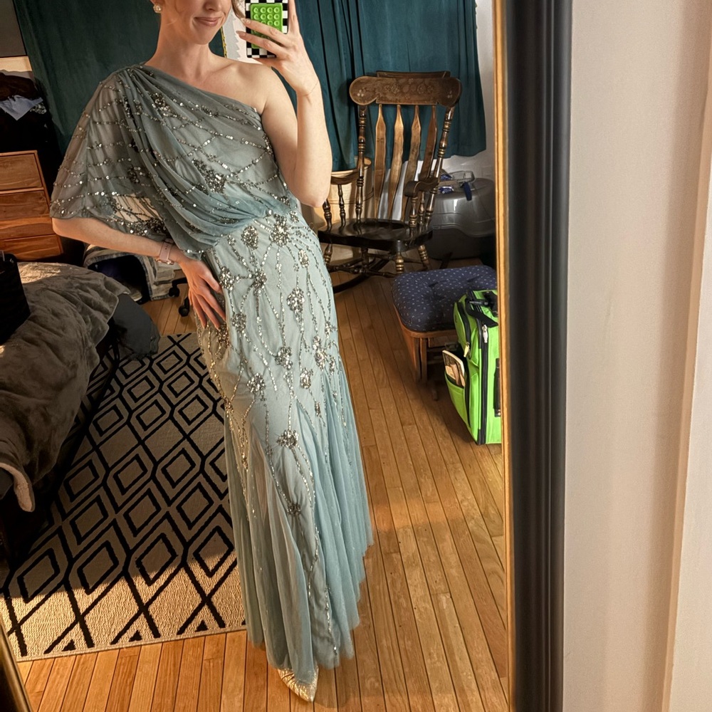 FINAL DROP Donating - Caché Beaded Blue Gown Size 4